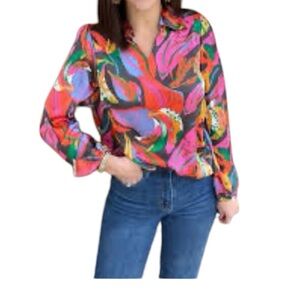 Haver + Blair Button Down Blouse Multicolor M